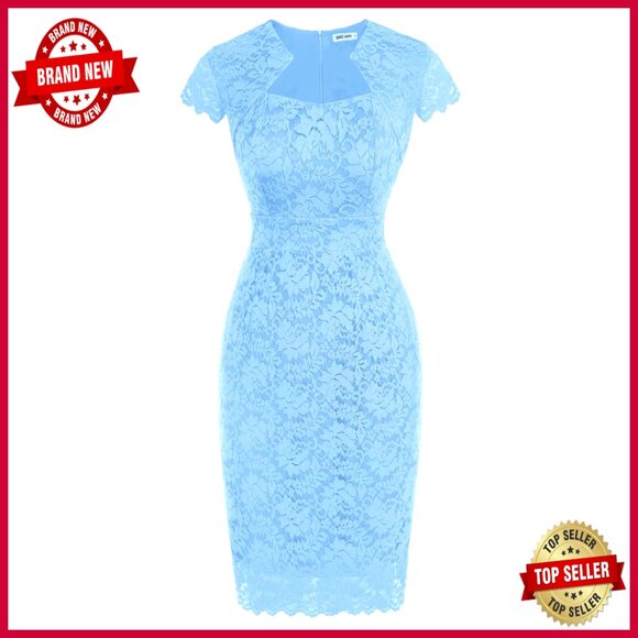 Lace Cocktail Dress Cap Sleeve Vintage Elegant Wedding Guest Business Casual